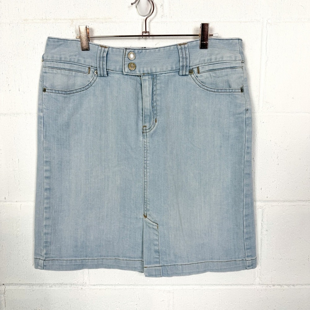 VTG Gap Skirt Light Wash Patch Pockets Stretch Y2K (05) Preppy Retro Indie 10